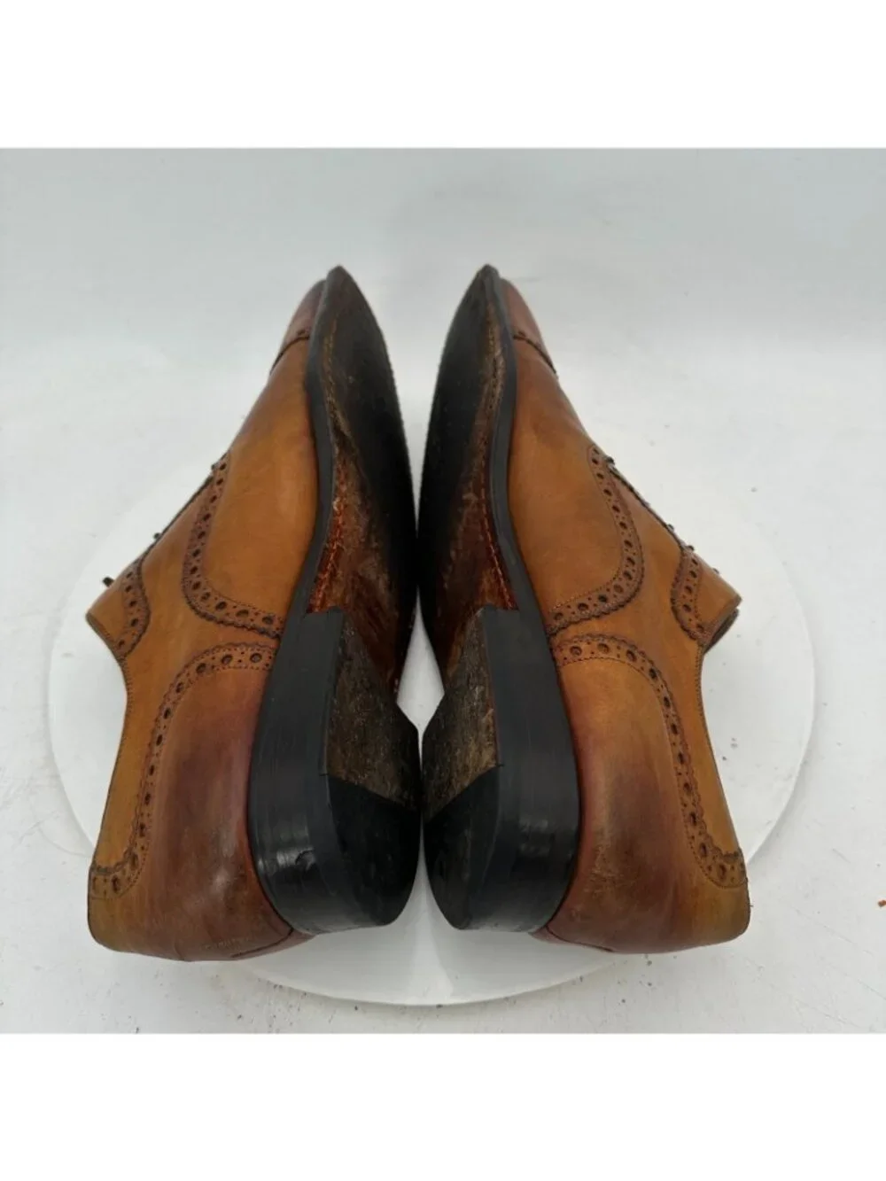 Magnanni Men Size 10 Brown Leather Wingtip Cap Toe Lace Up Oxford Dress Shoes
